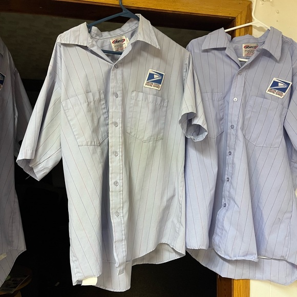 6 shirt bundle. Striped carrier short sleeved shirts. Size 17. - Picture 2 of 7